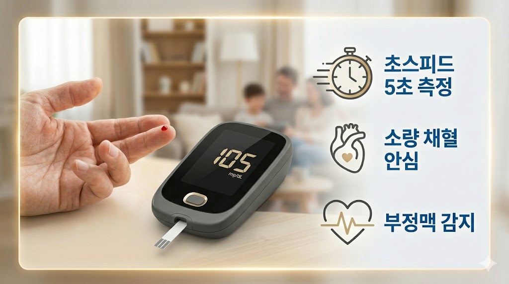 혈당 측정기 상세 - 초스피드 측정 및 풀컬러 디스플레이